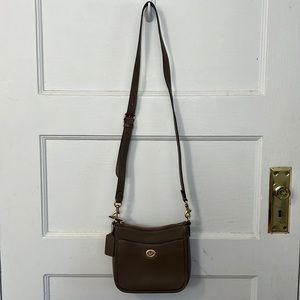 Coach Pebble Leather Chaise Crossbody 19 in taupe